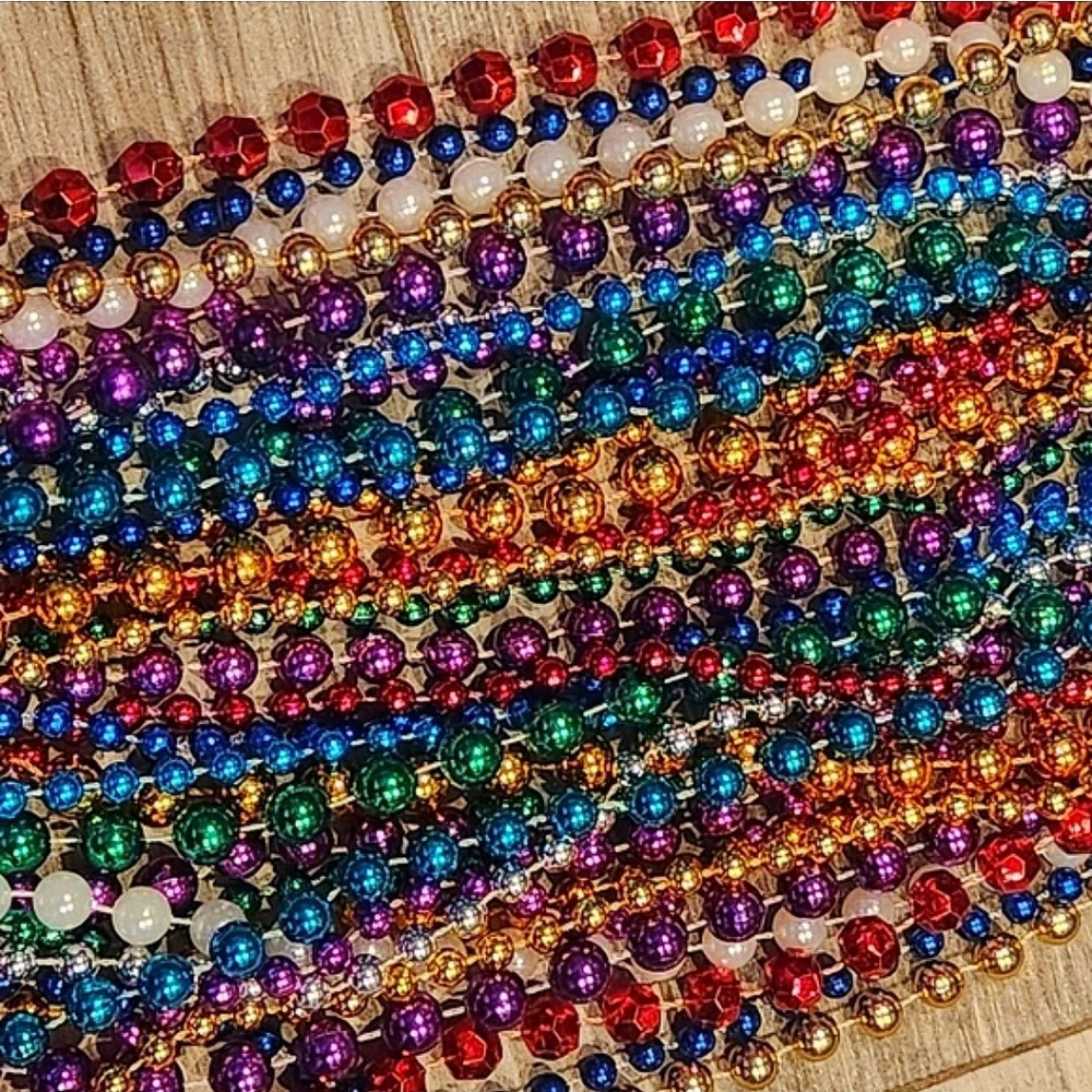17 Assorted Multicolor Mardi Gras Beads